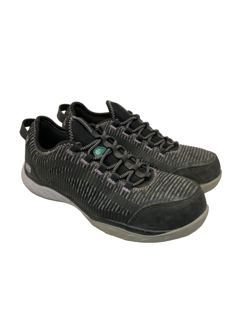 SKECHERS Womens Static Dissipative Lace Up Work Shoes 99B96553 Black Purple 9M
